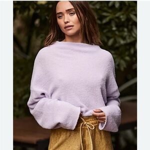 Free People Celeste Sweater Funnel Neck Relaxed Dolman Sleeve Purple Size XS